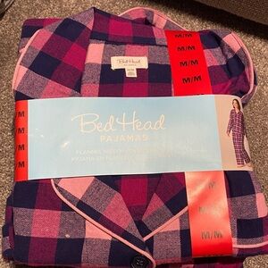 BedHead  adult Plaid Pajamas - Pink and Purple flannel notch collar medium